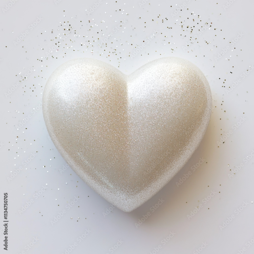Fototapeta premium Glitter Heart: White, Romantic, Minimalist, Background