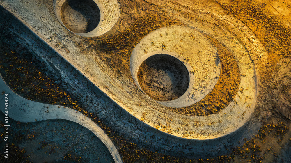 Abstract Crop Circles: Golden Hour, Intertwined Nature Abstract Crop Circles: Golden Hour, Intertwined Nature