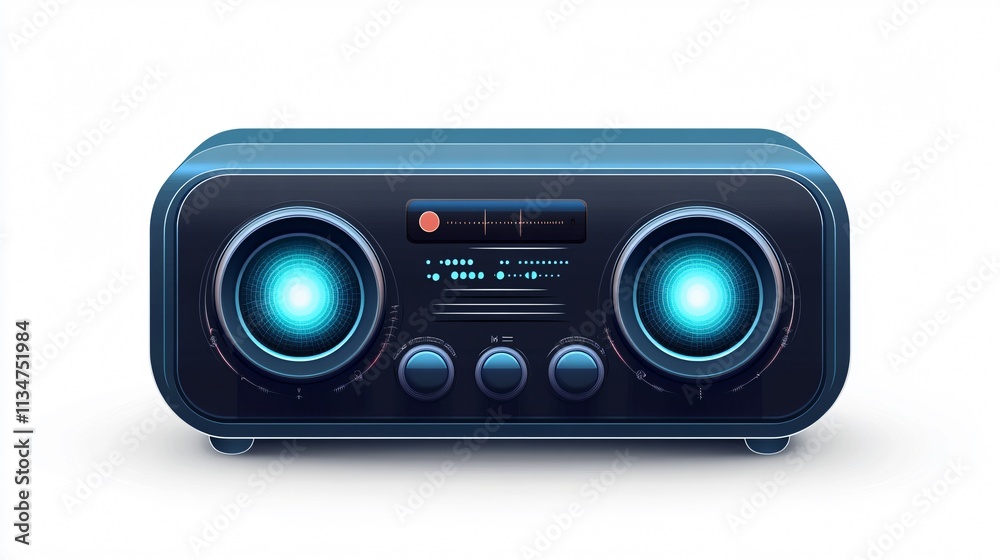 Modern Stereo Radio Icon in Transparent Vector Isolated on White Background