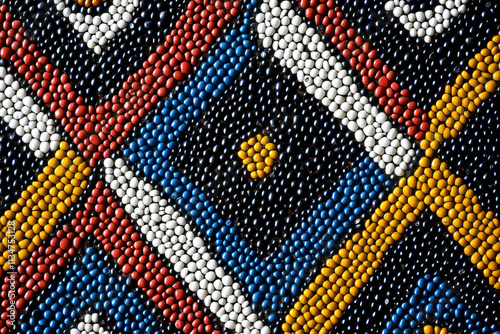 Zulu Beadwork Pattern: Red, Blue, White, Yellow, Black