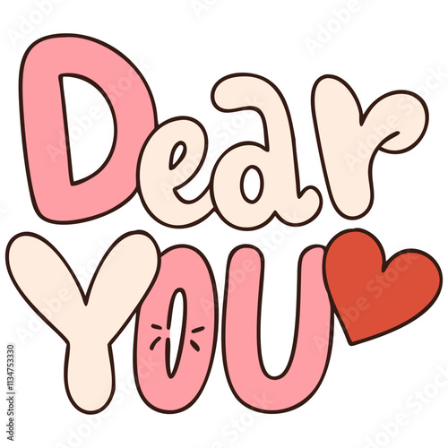 Colorful Dear You text with heart, perfect for love notes and messages