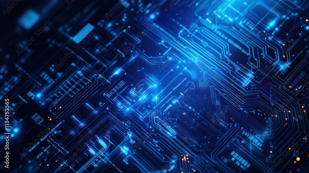 Fototapeta premium Abstract Circuitry: Blue and Black