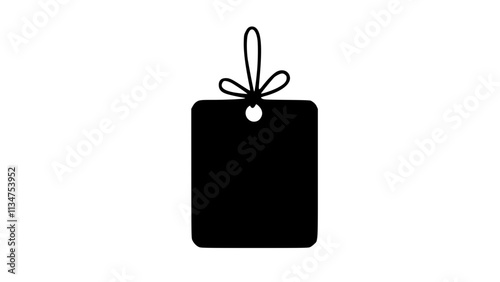 Black tag with bow hanging icon design