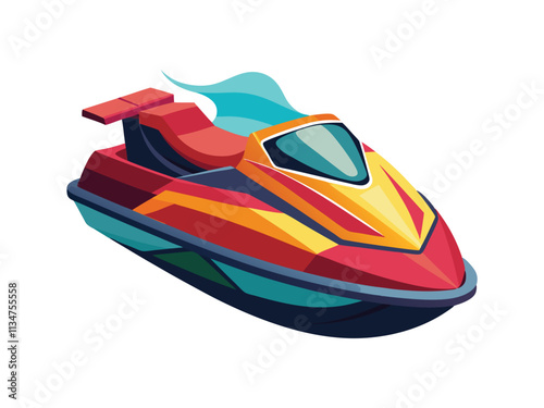 Red Jet Ski Vector Illustration on White Background