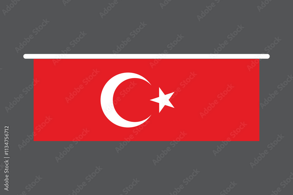 Obraz premium Turkey flag, The flag of Turkey, Flag of Turkey national country symbol illustration Vector, Rectangle Turkey flag illustration, Flat vector illustration 