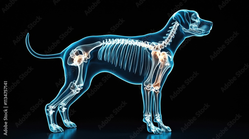 Canine X Ray Skeleton Visualization for Medical and Educational Purposes Canine X Ray Skeleton Visualization for Medical and Educational Purposes