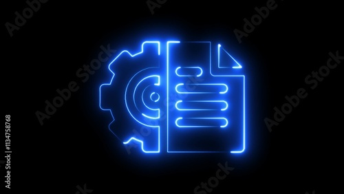 Glowing neon Project managements icon illustration .