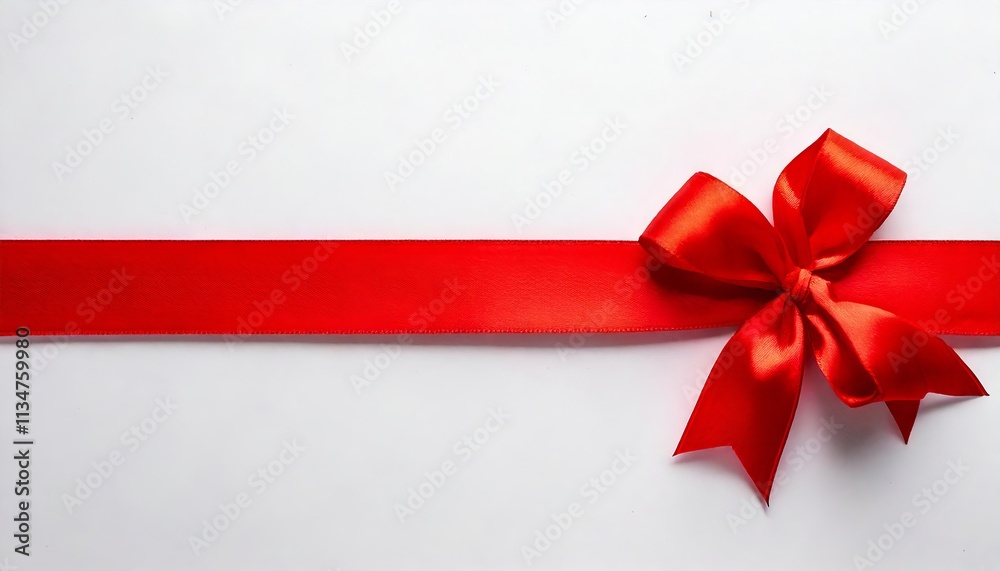 Red Ribbon on White Background: Greeting Card Template with Copy Space for Text Red Ribbon on White Background: Greeting Card Template with Copy Space for Text