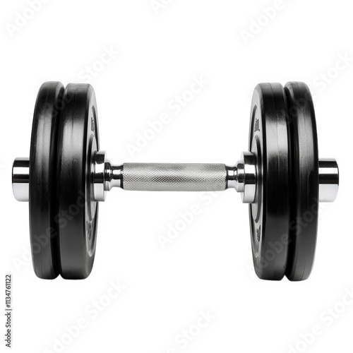 Black Dumbbell Isolated On Black Background, on transparent background , png