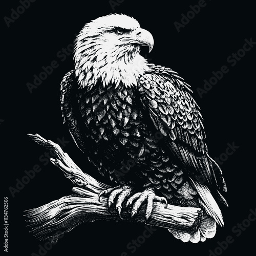 Eagle Vector, eagle silhouette, eagle Vector drawing, isolated on black background photo