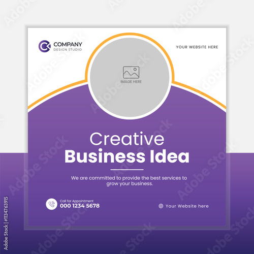 Business marketing agency promotion social media post template. Editable square banner design	