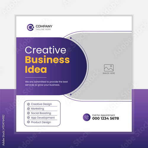 Business marketing agency promotion social media post template. Editable square banner design	