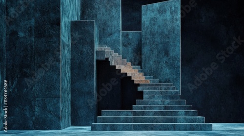 Mysterious Staircase in Dramatic Architectural Interior Design photo