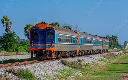 Diesel rail car Express Train 40 at Phetchaburi, Thailand 