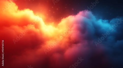 Fiery and icy cloudscape at night.