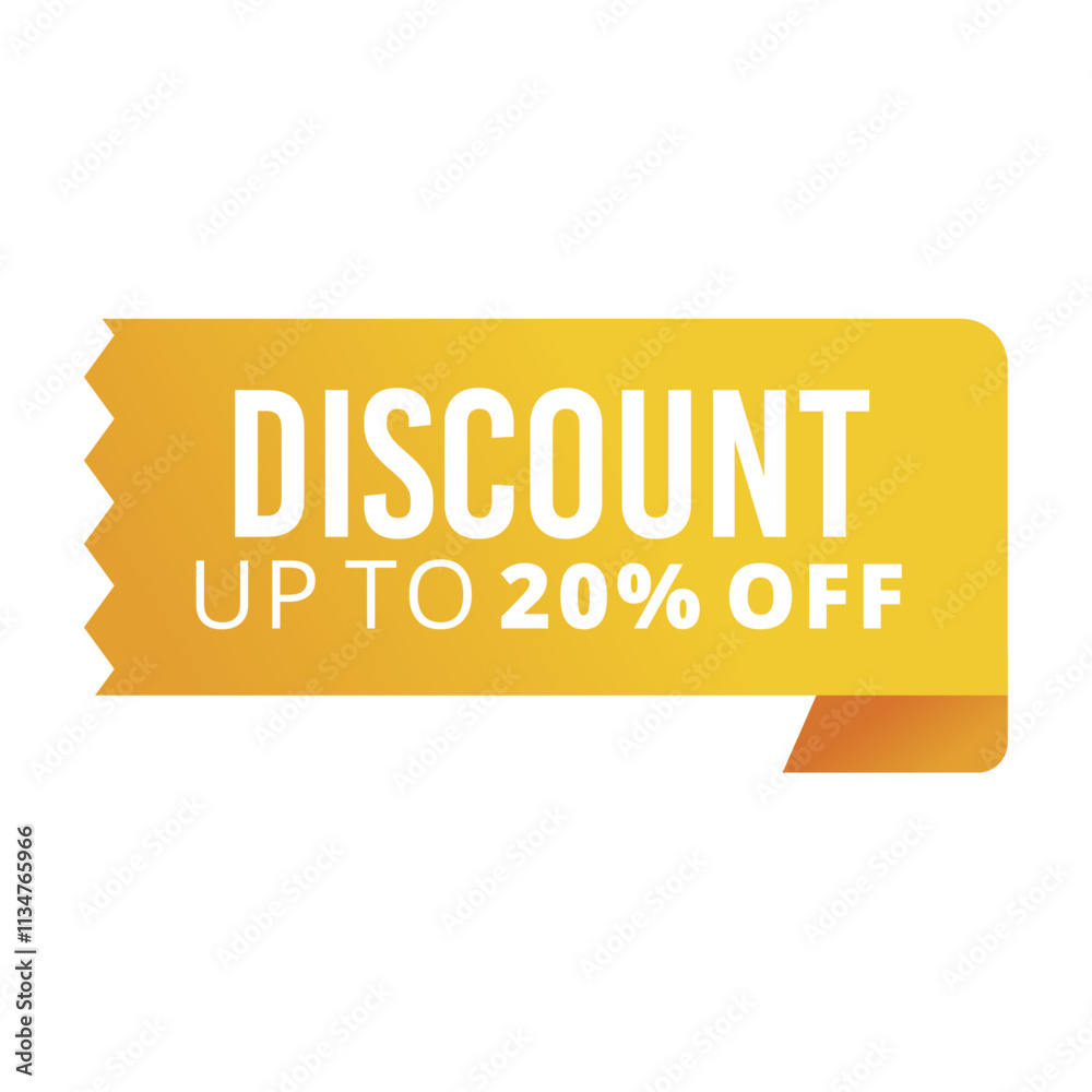 Yellow Discount 20% label, Discount 20% banner Yellow Discount 20% label, Discount 20% banner