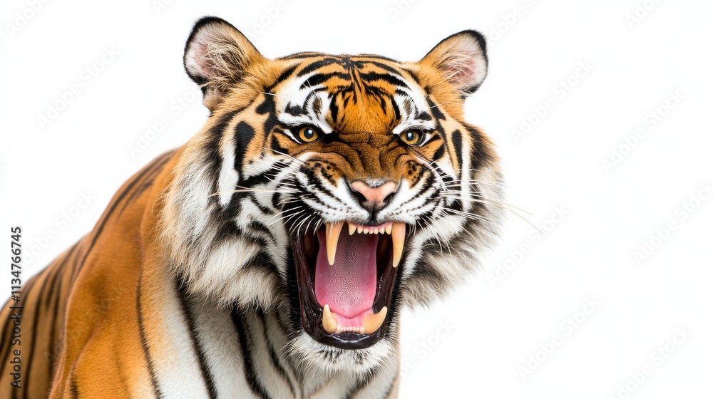 Fototapeta premium Majestic Tiger Roaring with Intensity in the Wild