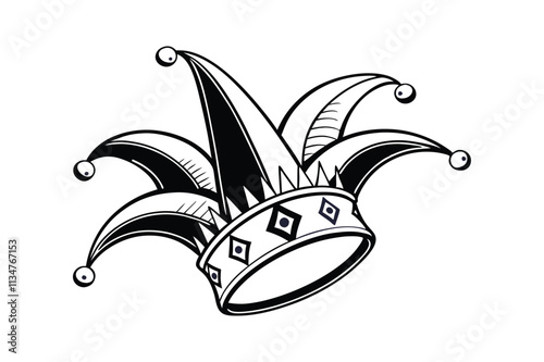 jester hat silhouette vector illustration on white background