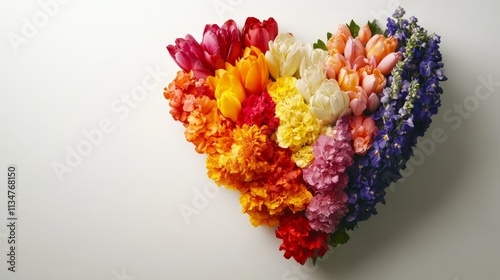 Colorful Floral Heart Arrangement - Vibrant heart-shaped bouquet, symbolizing love, passion, joy, beauty, and togetherness. Perfect for Valentine's Day, anniversaries, or expressions of affection. photo