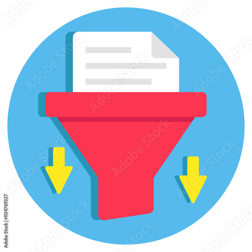 Conceptual flat design icon of file filtration