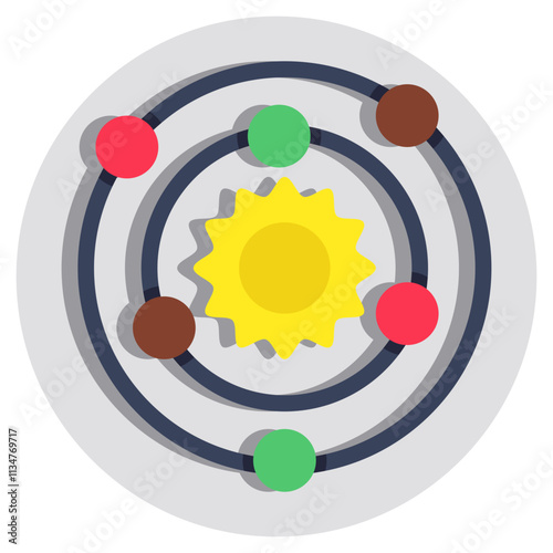 A flat design icon of solar system