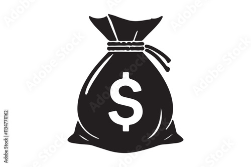 Money sack illustration clipart vector elements silhouette isolated in white background