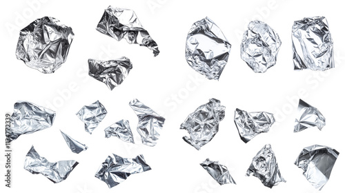 Crumbled Aluminum Foil Pieces - Environmental Waste