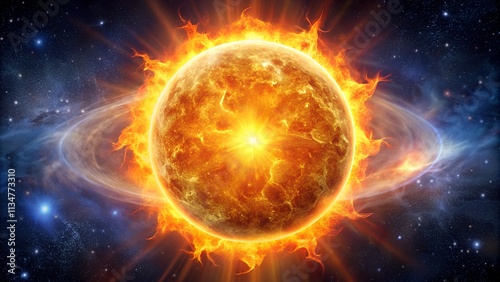 sun and fire with vibrant background