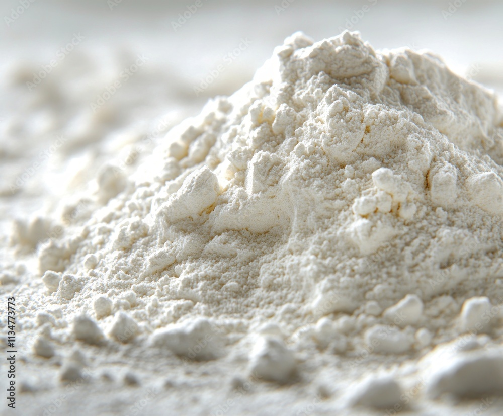 Fine White Sesame Flour Texture Close-up with Soft Natural Lighting Fine White Sesame Flour Texture Close-up with Soft Natural Lighting
