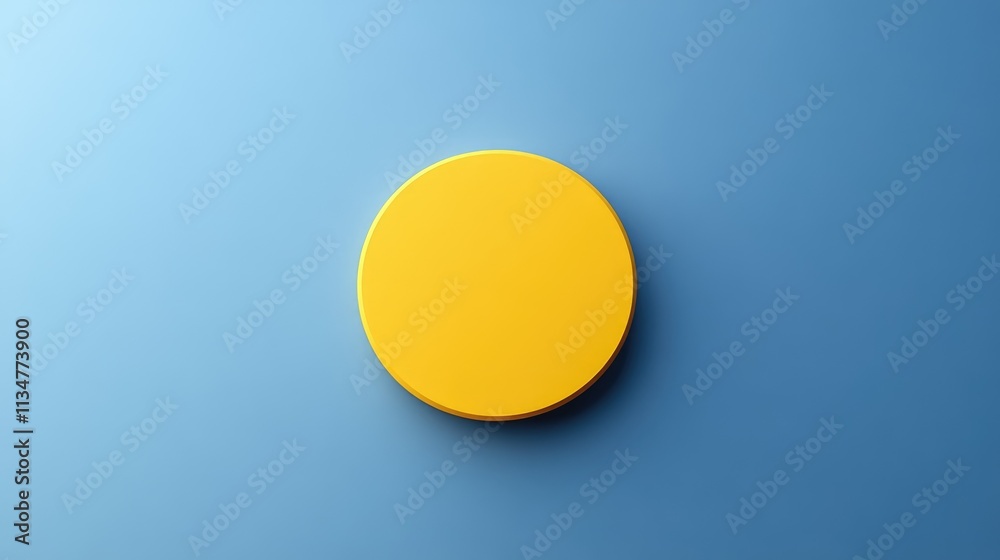 Yellow circle on blue background. Simple 3d sun icon. Yellow circle on blue background. Simple 3d sun icon.