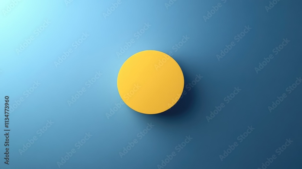 Yellow circle on blue background. Simple 3d sun icon. Yellow circle on blue background. Simple 3d sun icon.