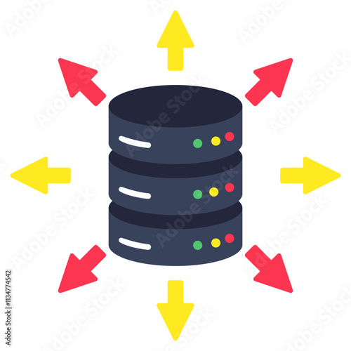 A colored design icon of database directions