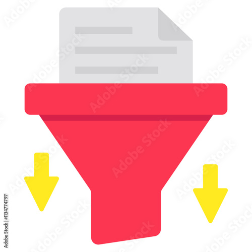 Conceptual flat design icon of file filtration