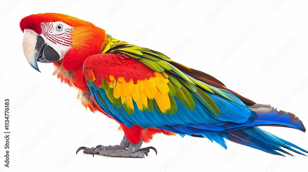Vibrant macaw parrot isolated on white background Vibrant macaw parrot isolated on white background