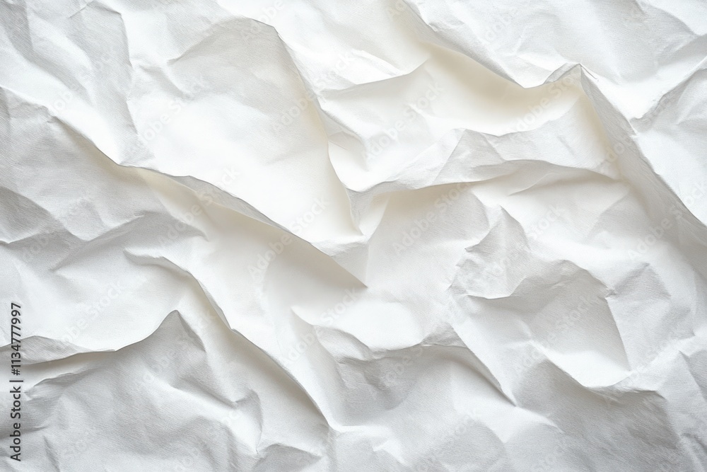 White Crumpled Paper Texture Abstract Design with Light and Shadow Interplay White Crumpled Paper Texture Abstract Design with Light and Shadow Interplay