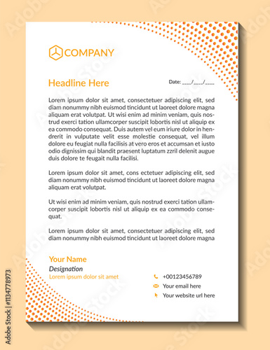 Professional business letterhead template design, A4 size with sleek modern layout, Vector template perfect for corporate branding.