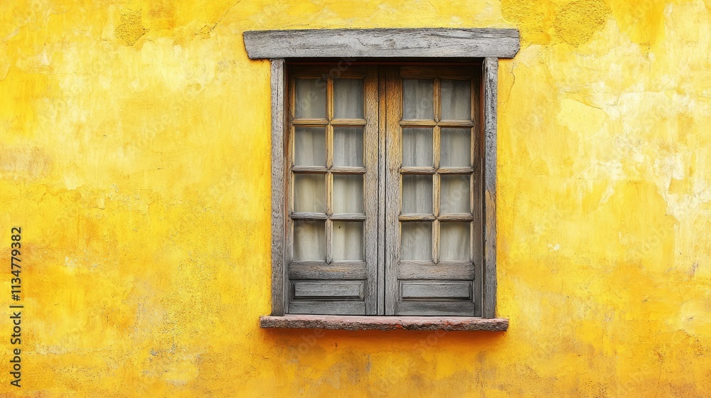Fototapeta premium Yellow Wall Texture. Vibrant Bright Yellow Wall Texture of Building in San Miguel de Allende Mexico