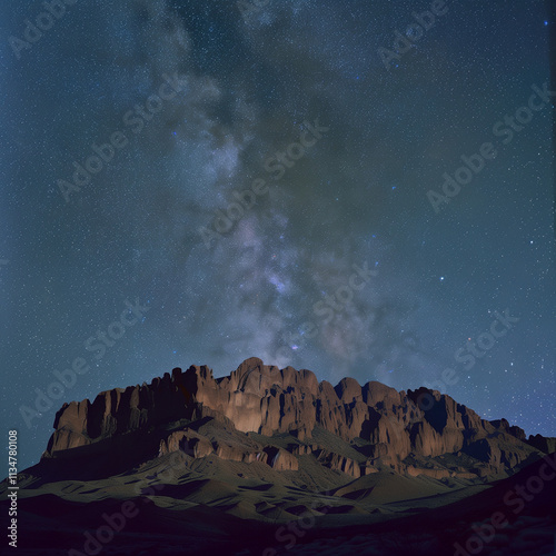 Majestic Mountain Silhouette Under Star-Filled Night Sky - Awe-Inspiring Natural Scene