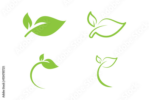 Green and leaf logo design vector template