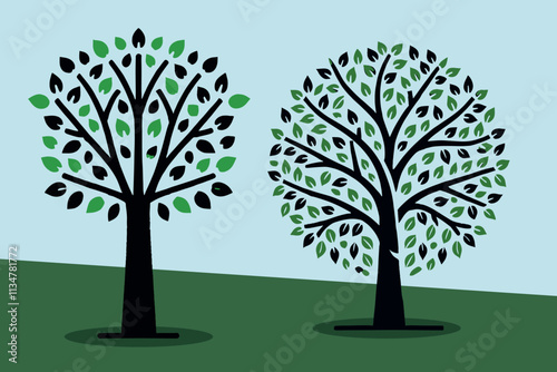 Green 2 Tree Illustration Use For Graphical Recourses