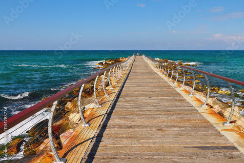 Pleasure pier and sea. Arnavutkoy, Istanbul, Turkey photo