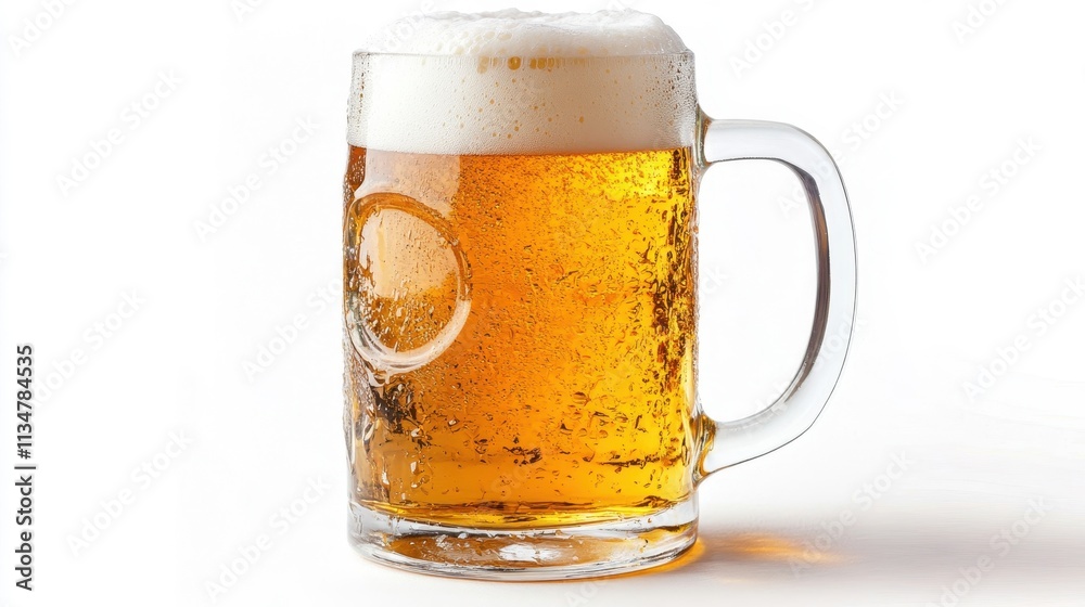 Refreshing Cold Beer in a Clear Glass Mug with Frothy Foam and Bubbles, Perfect for Celebrations, Parties, and Relaxing Moments Refreshing Cold Beer in a Clear Glass Mug with Frothy Foam and Bubbles, Perfect for Celebrations, Parties, and Relaxing Moments