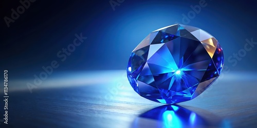 Brilliant blue glass sapphire gemstone reflecting light, blue, glass, sapphire, gemstone, jewelry, shiny,precious, rare