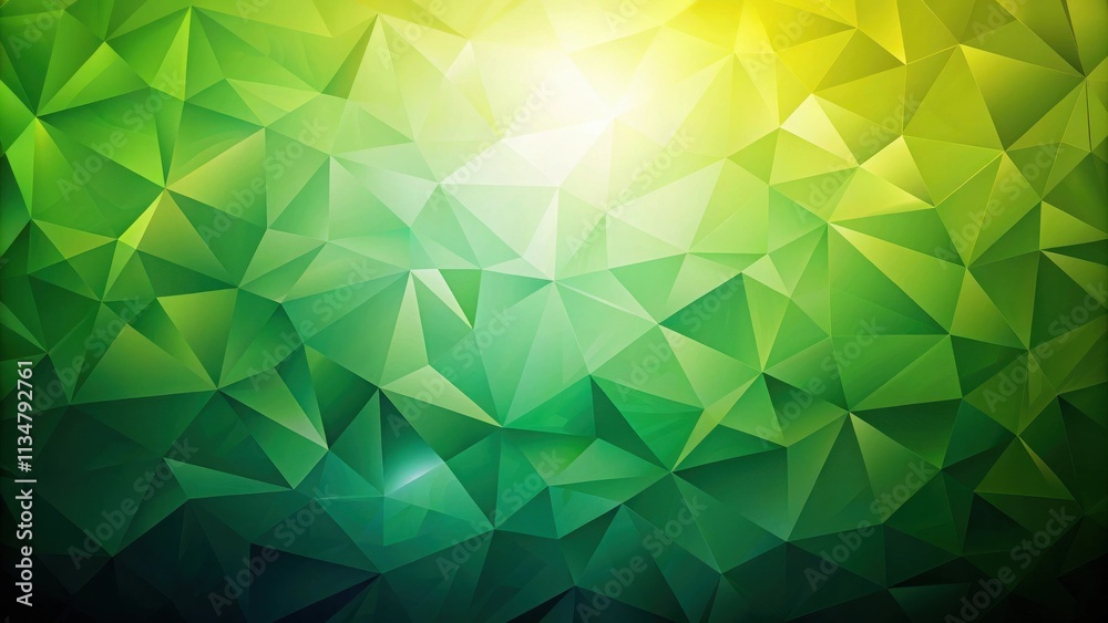 Abstract Geometric Background of Interlocking Green Triangles with a Subtle Glow in the Center