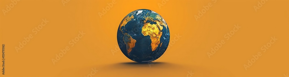 Obraz premium Earth globe egg shape on orange background.