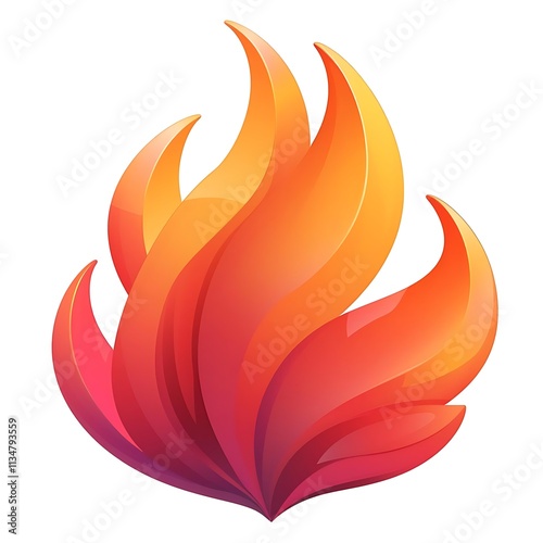 Abstract stylized flame illustration, vibrant orange and red hues, smooth gradients. photo