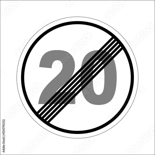 End of speed limit road sign indicating 20 km/h is no longer in effect