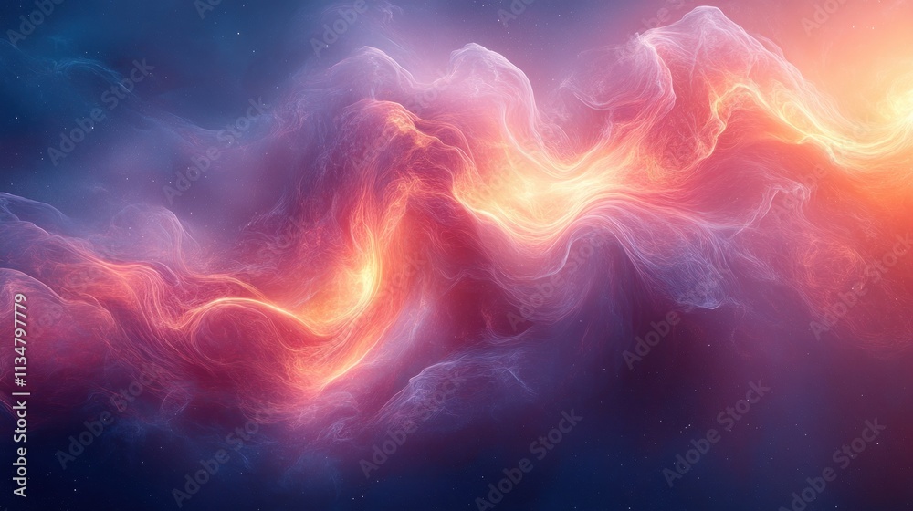 Obraz premium Abstract Neon Technology Background with Swirling Patterns of Pink and Blue Light Cosmic Nebula Effect