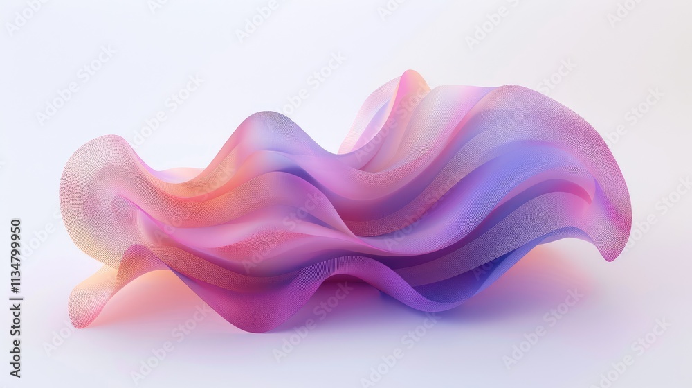 3d abstract gradient wave shape isolated on white background, Futuristic modern illustration. 3d abstract gradient wave shape isolated on white background, Futuristic modern illustration.