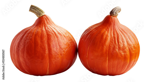 Frische Hokkaido-Kürbisse ausgeschnitten: Leuchtend orange, perfekte Herbsternte. Ideal für gesunde Ernährung, saisonale Rezepte und dekorative Zwecke